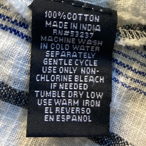 Unique Spectrum SZ L Cotton blue & white stripe gauzy button front top - Picture 7 of 7